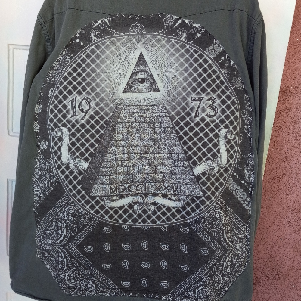 Illuminati custom RAGE ooak XL men's shacket! Hand-stitched! - Picture 3 of 4